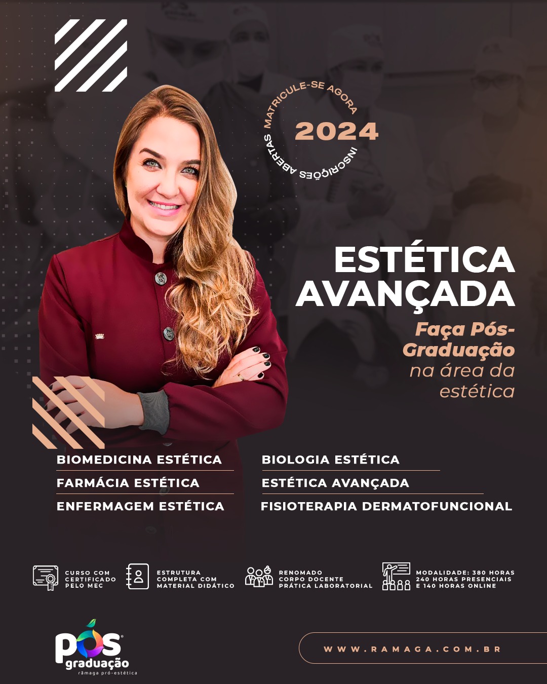 Pós Graduação em Estética e Cosmética Avançada - Reconhecido pelo MEC -  Segunda-feira - Rãmaga Pro-Estética